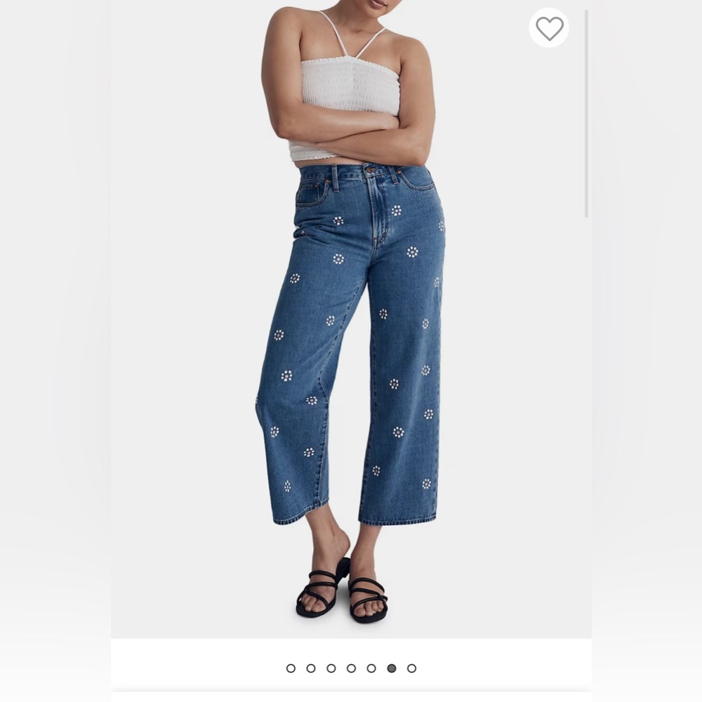 Madewell NWOT The Perfect Vintage Stamped Floral Wide-leg cropped jeans- Size 29